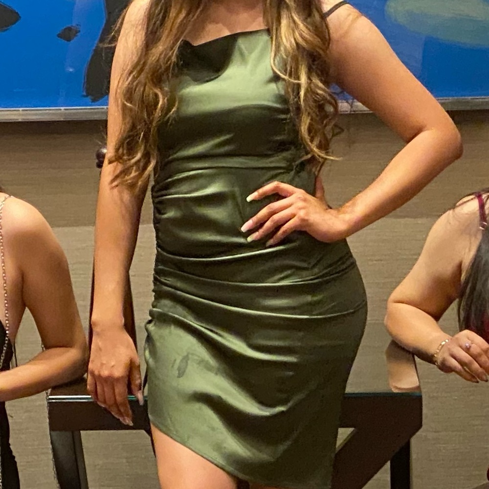 Beautiful Green Satin Dress